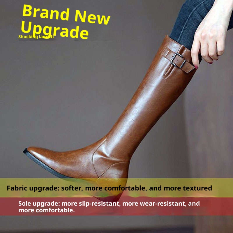 High-grade Below The Knee Slimming Chunky Heel Knight foto 5