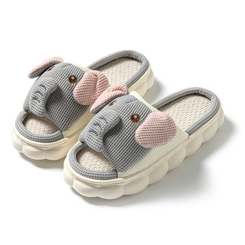 Couples Openings Open Toe Animal Linen Slippers foto 2