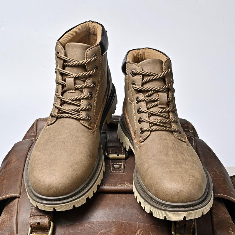 Genuine Leather Men's Shoes Mid-top Men's Casual Martin Boots foto 2