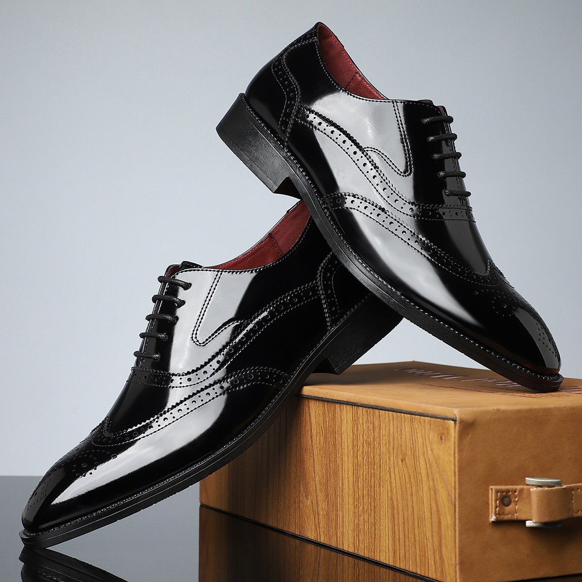 Men's British-style Business Formal Pointed-toe Lace-up Casual Shoes foto 4