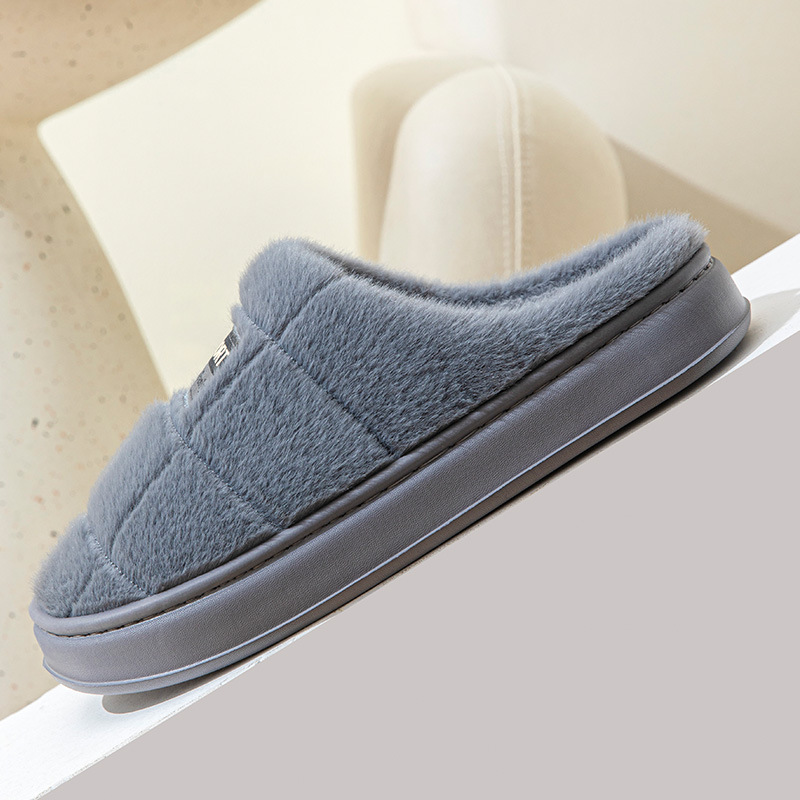 Men's Plaid Cotton Slippers Winter Warm House Shoes Indoor Thick-soled Non-slip Bedroom Floor Slipper Couple foto 3