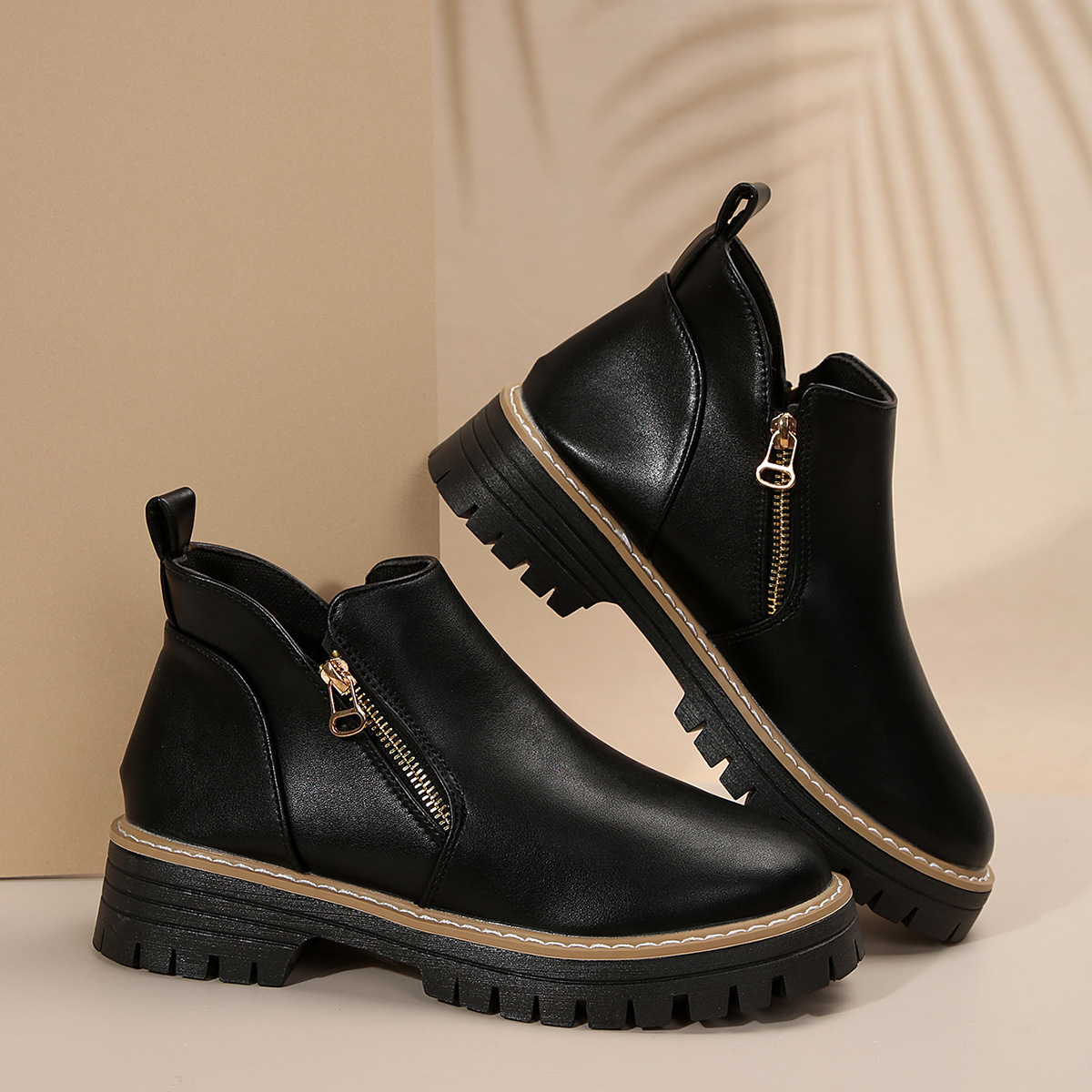 Autumn And Winter Round Toe High Heel Boots Women's Shoes foto 4