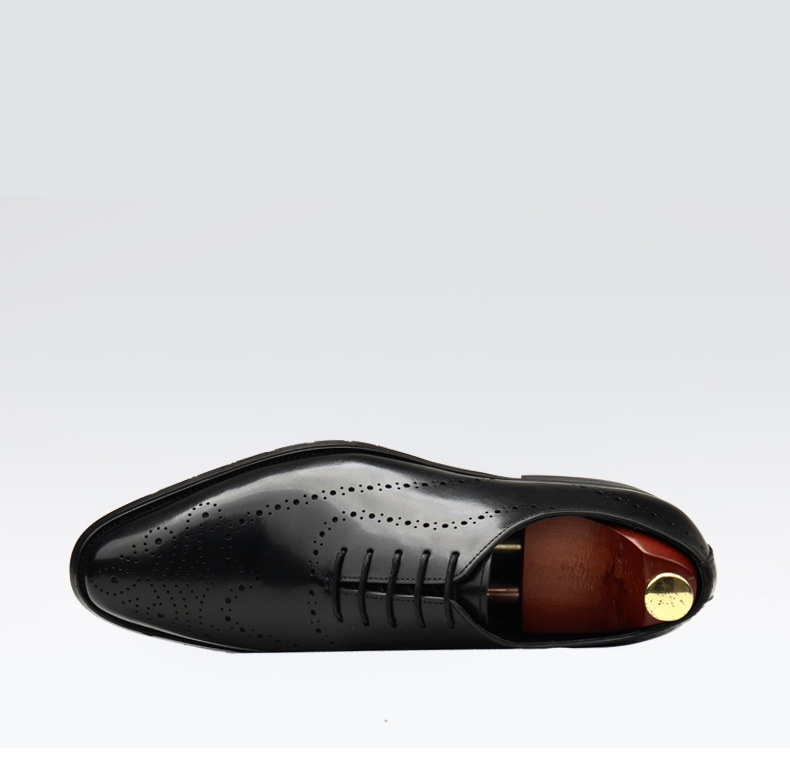 Leather Shoes Men's British Pointed Toe Business Formal Wear Lace-up Shoes Men foto 5