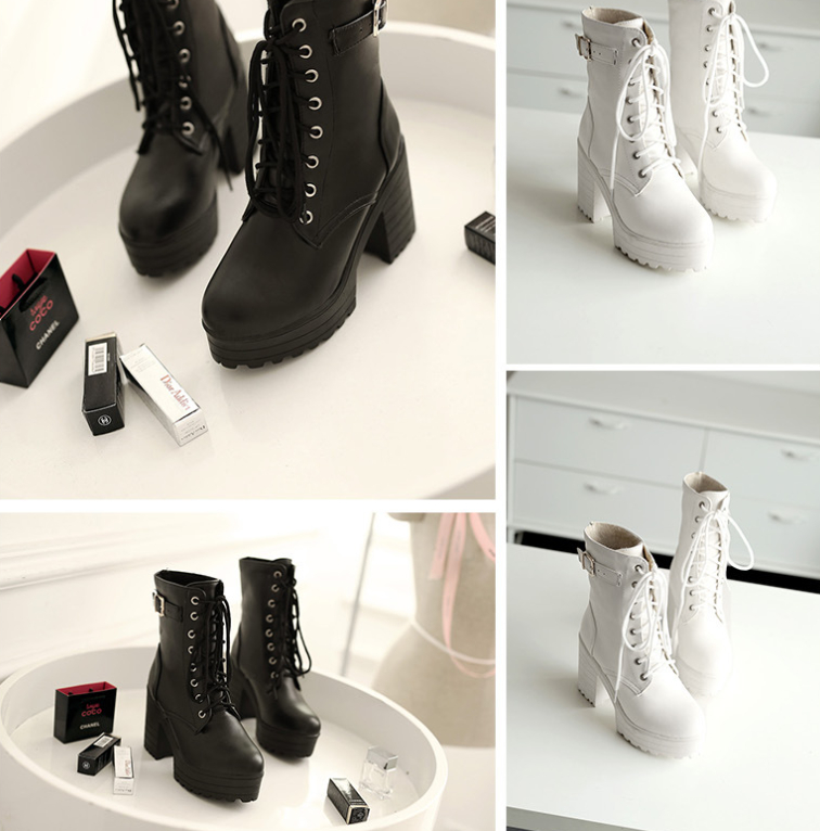 Women's Chunky Heel PU Martin Boots foto 4