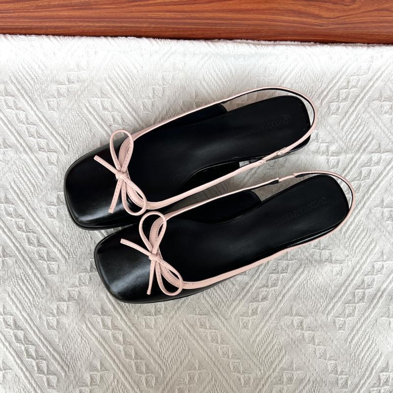 Square Toe Chunky Heel Low-cut Back Empty Closed Toe Sandals foto 5