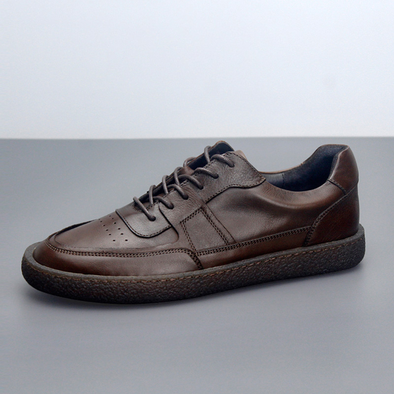Leather Sneakers Breathable Low Top Vintage Men's Casual Shoes foto 4