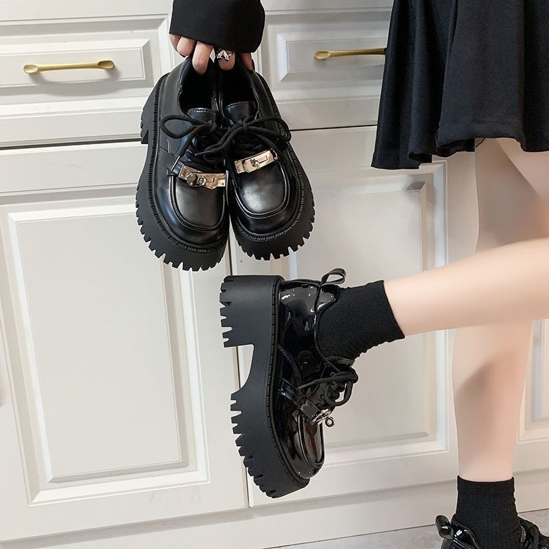 Black Mary Jane Leather Women's Pumps foto 4