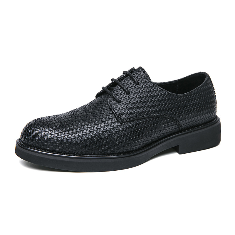Plus Size 3D Woven Leather Shoes Men's Youth Platform British Shoes foto 5