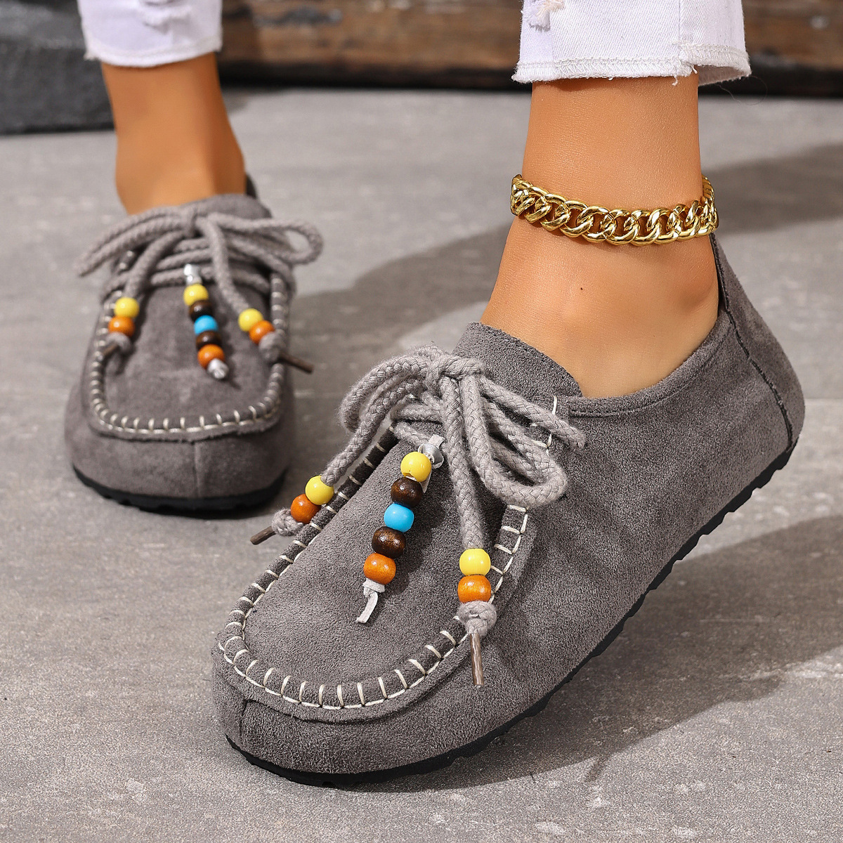 Plus-size Vintage Birkenstock-style Suede Casual Loafers foto 3