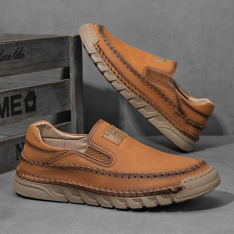 Men's Leather Shoes Hand-stitched Casual foto 2