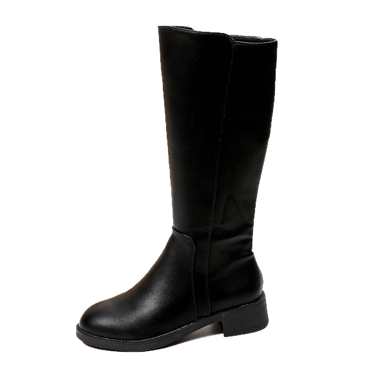 Womens Side-Zip Flat-Heel Knight Tall Boots foto 2