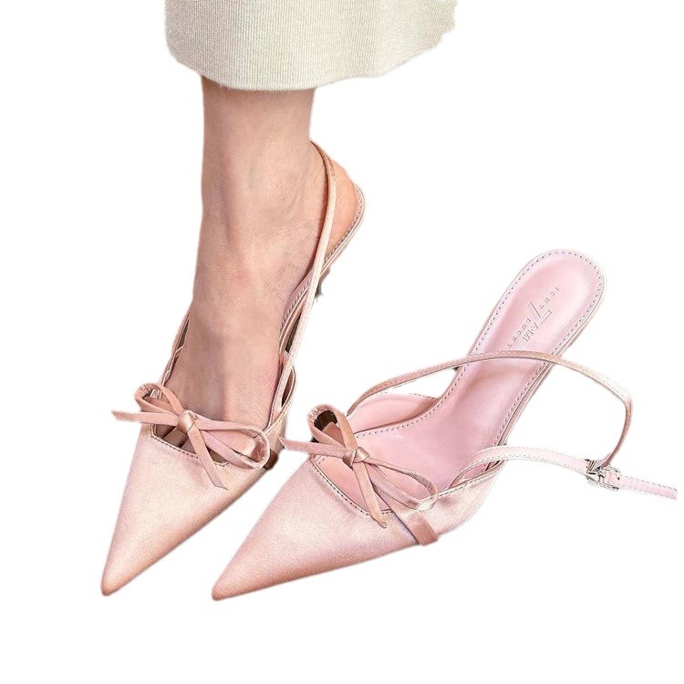 Elegant Niche Pointed-toe Sandals With A Bow Detail foto 5