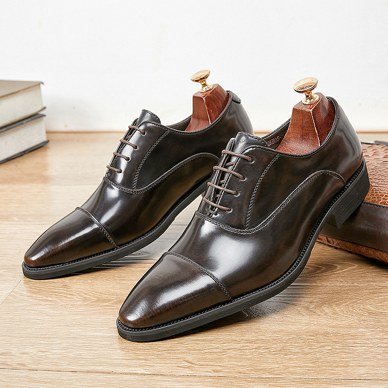 Patent Leather Three-joint Oxford Shoes Pointed Business Men's Soft Bottom foto 2