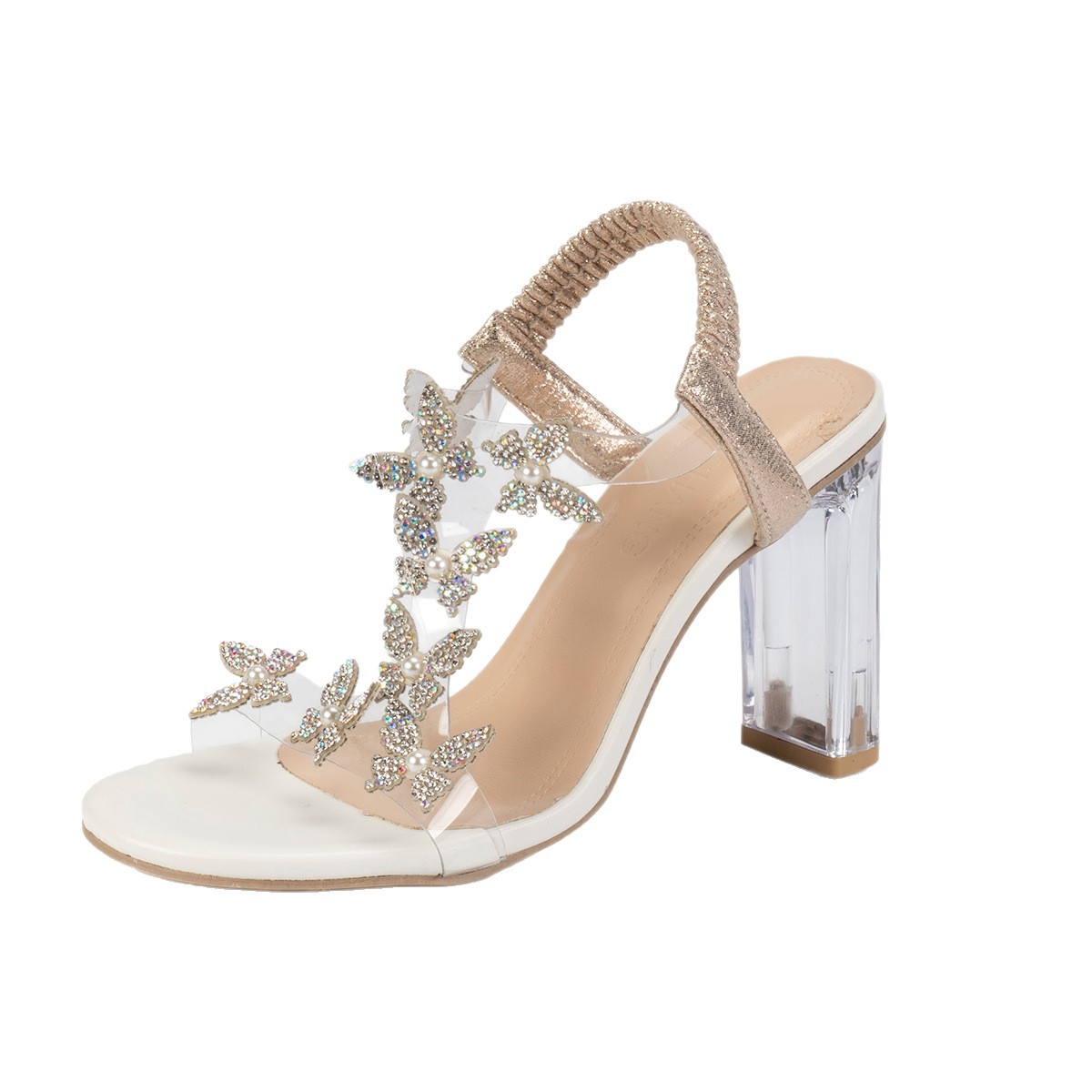 Womens Fashion Ultra-High Heel Sexy Crystal-Heeled Round-Toe Sandals foto 5