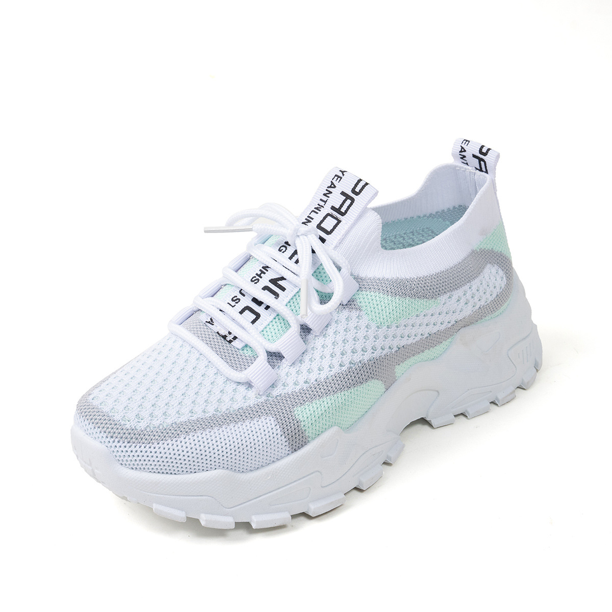 Flyknit Mesh Shoes Women's Breathable Lace-up Sneakers Walking Running Casual Shoes foto 4