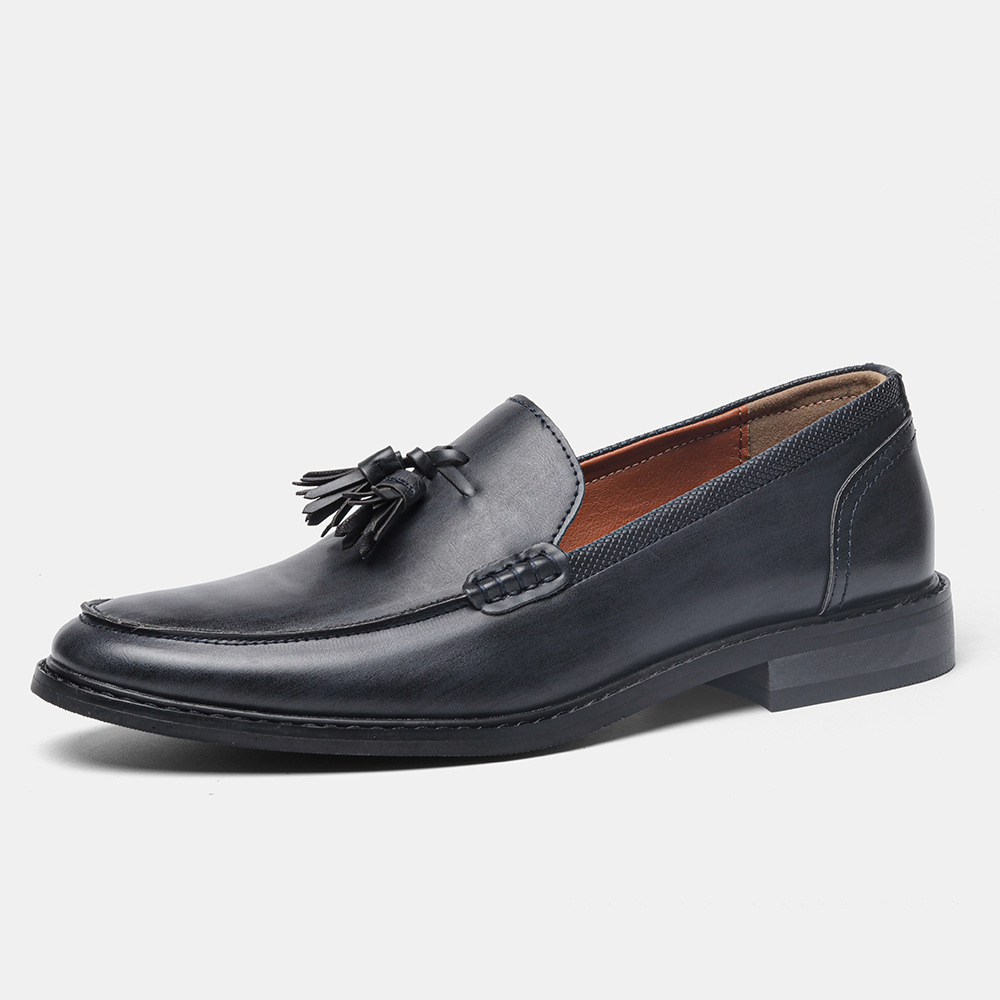 American Size Wood Grain Tassel Foreign Trade Formal Shoes Loafers Slip-on foto 3