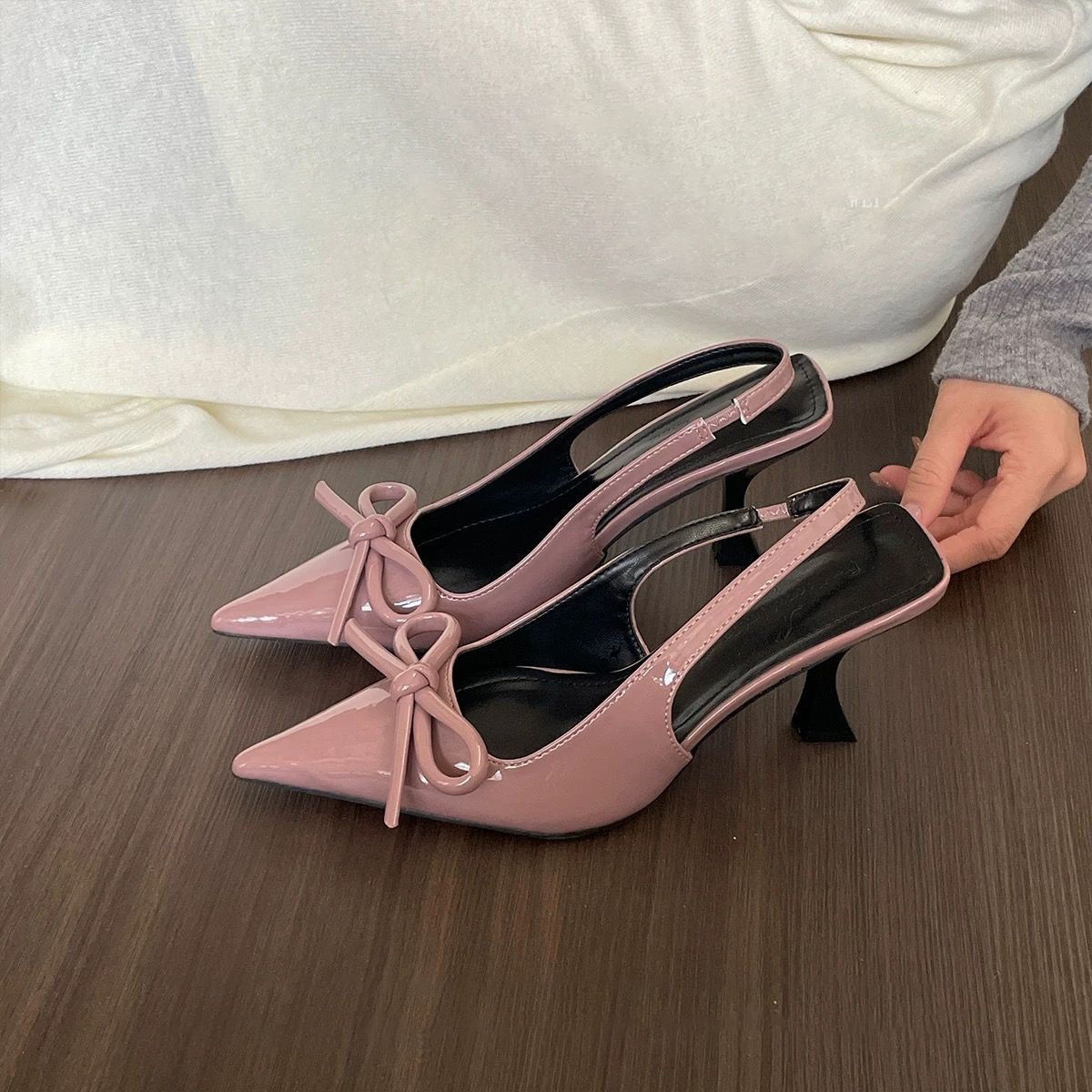Sweet Bow-Knot Stiletto Pointed-Toe High Heel Sandals foto 2