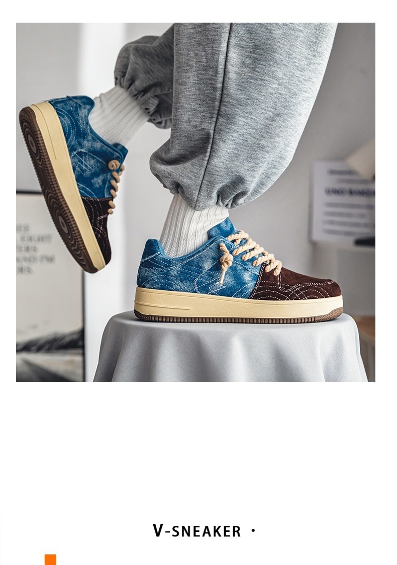 Leisure Denim Board Shoes Men Lace-up Flats Skateboard foto 5