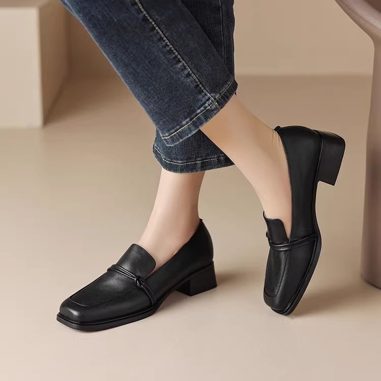 Spring And Autumn New Square Head Women's Chunky Heels Fashion British Style foto 4