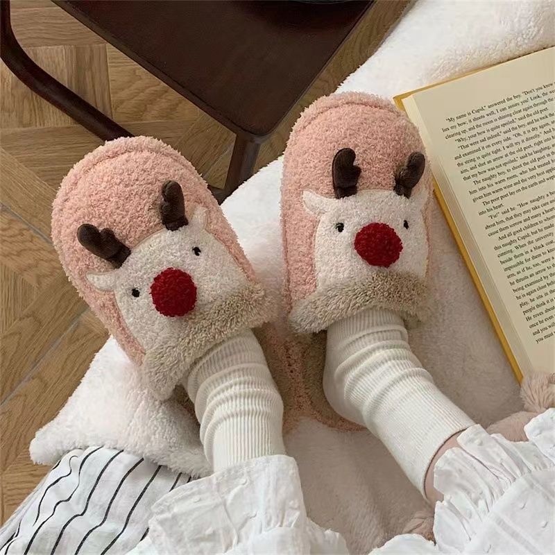 Fashion Non-slip Warm Christmas Elk Plush Shoes foto 2