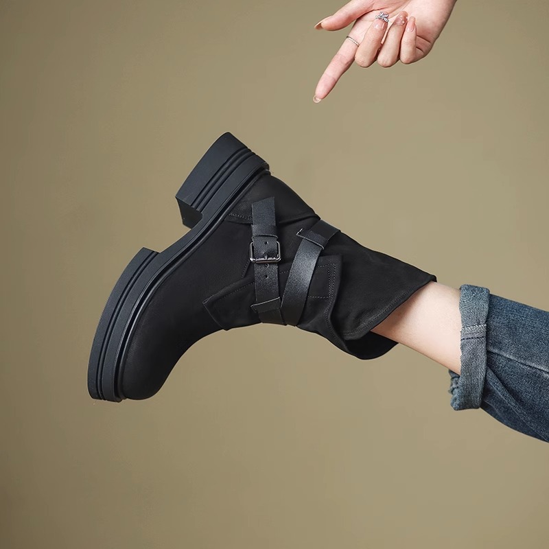 Brown Retro British Style Ankle Boots Autumn Winter foto 4