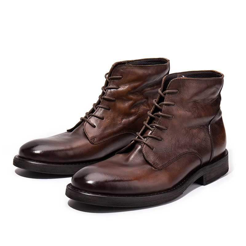 Trendy Workwear Boots All-match First Layer Cowhide Retro foto 5