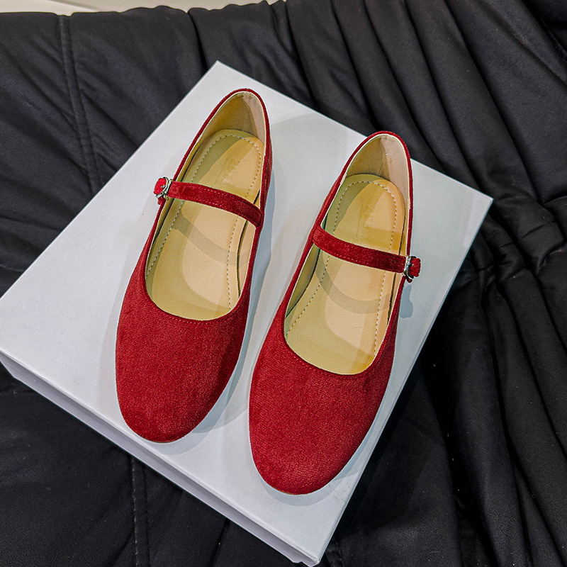 Rubber-soled Flat Vintage Genuine Leather Mary Jane Pumps foto 4