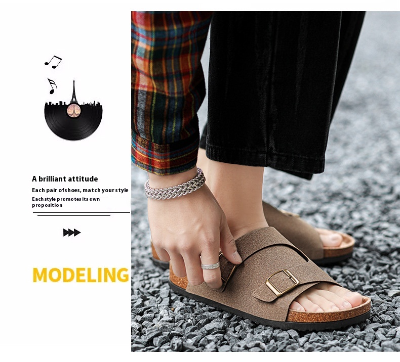 Double-breasted Cork Suede Sandals foto 4