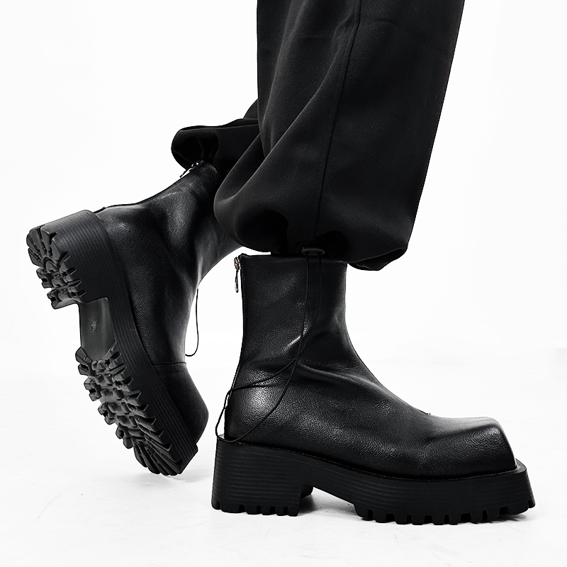 Square Martin Boots Men's Thick Soles European And American Lovers High Top Leather foto 4
