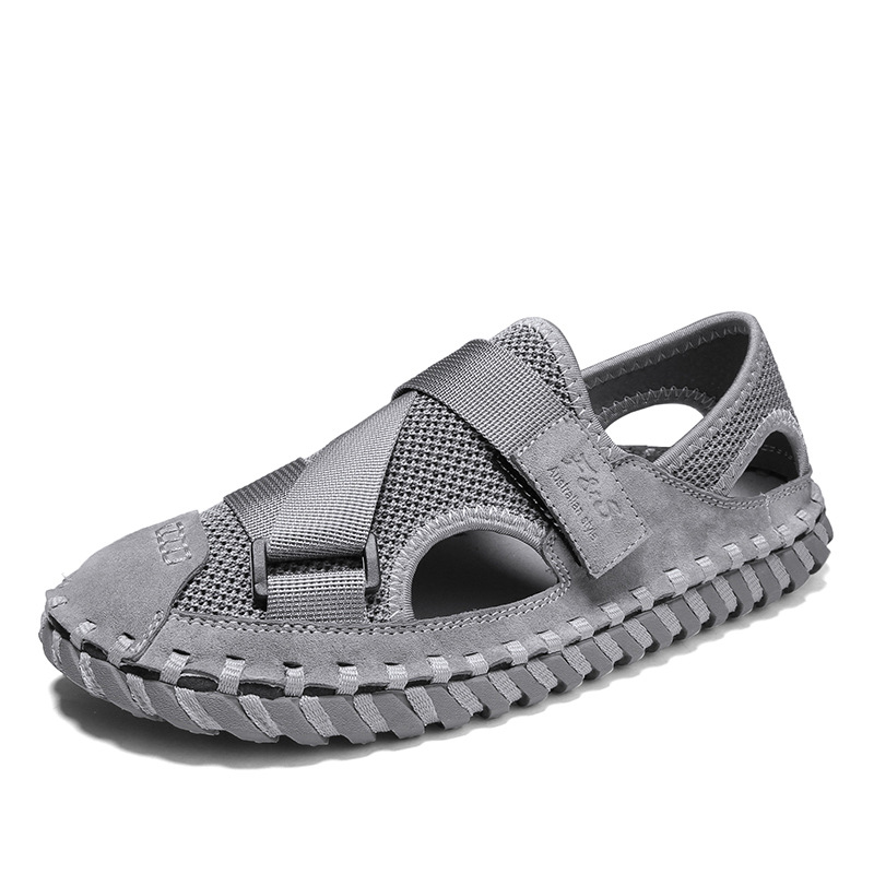 Summer Hollow Men's Soft Bottom Beach Shoes Breathable Mesh Sandals foto 3