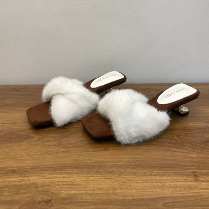 French-style Chic Purple Fluffy Slippers For Women foto 3