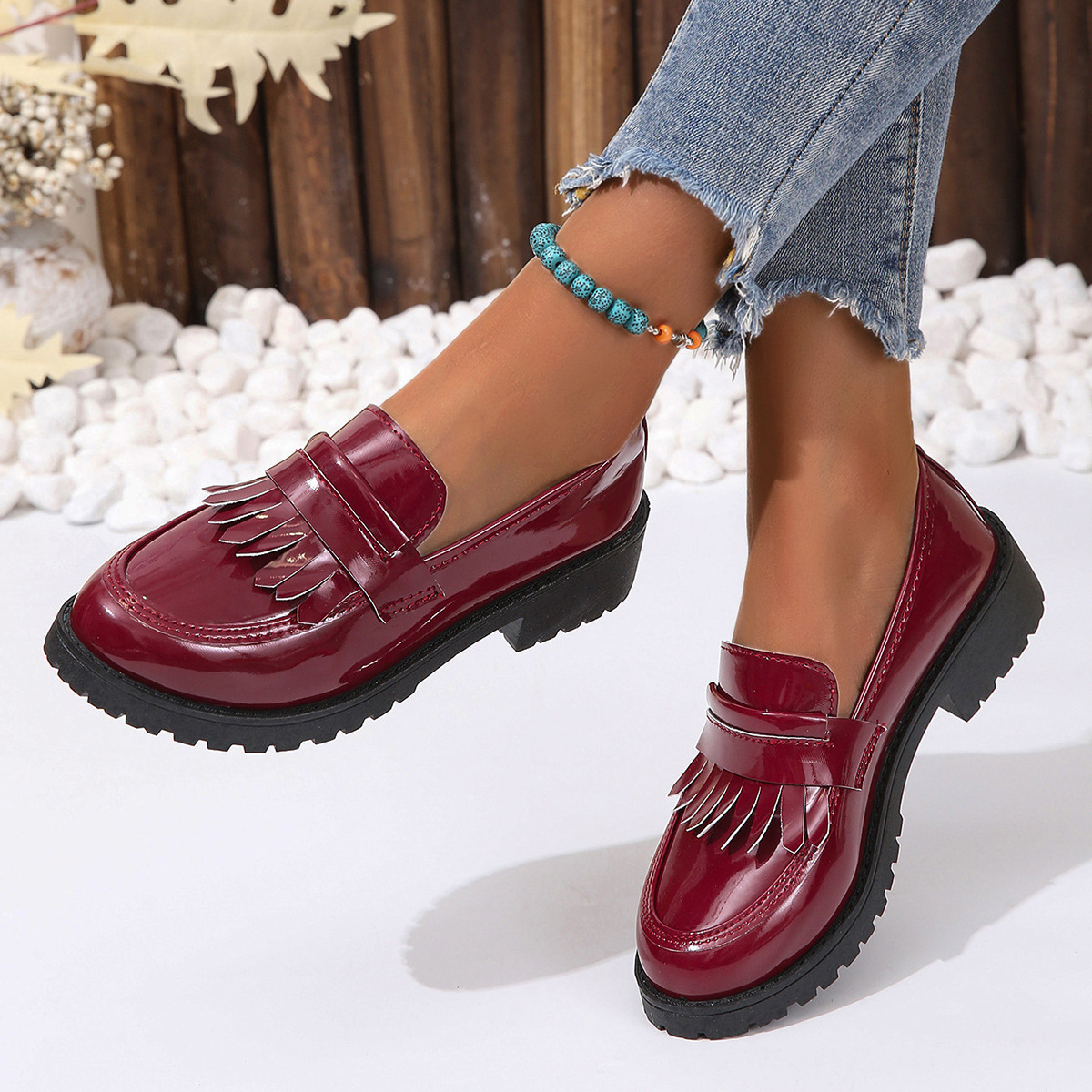 Men's Fashion Vintage Patent Leather Shiny Shoes foto 5
