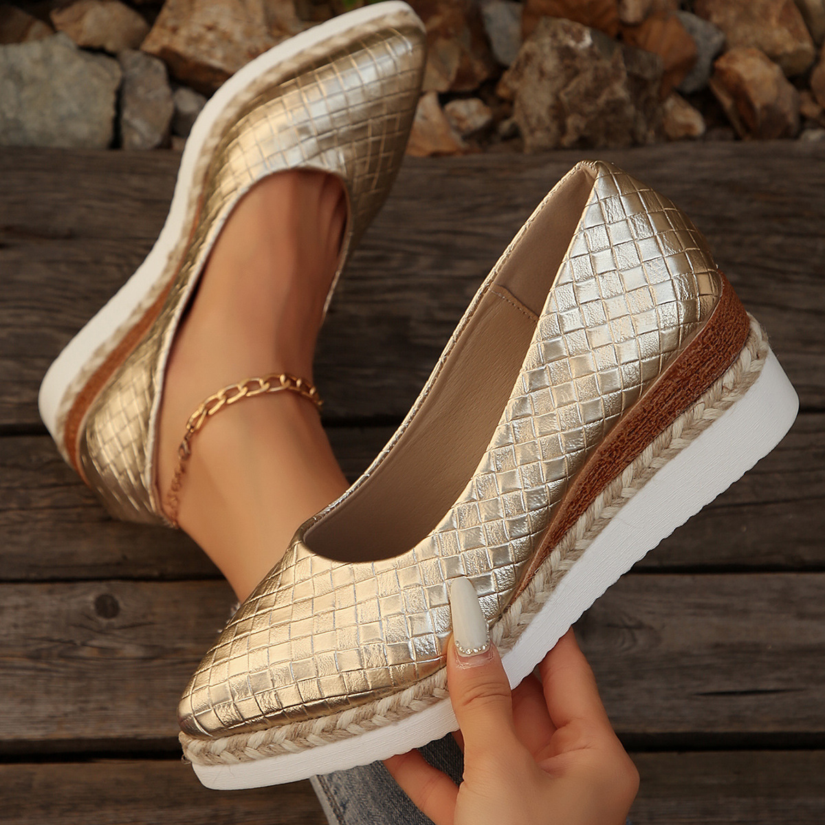 Women's Fashion Pointed Toe Low-cut Leisure Platform Shoes foto 3