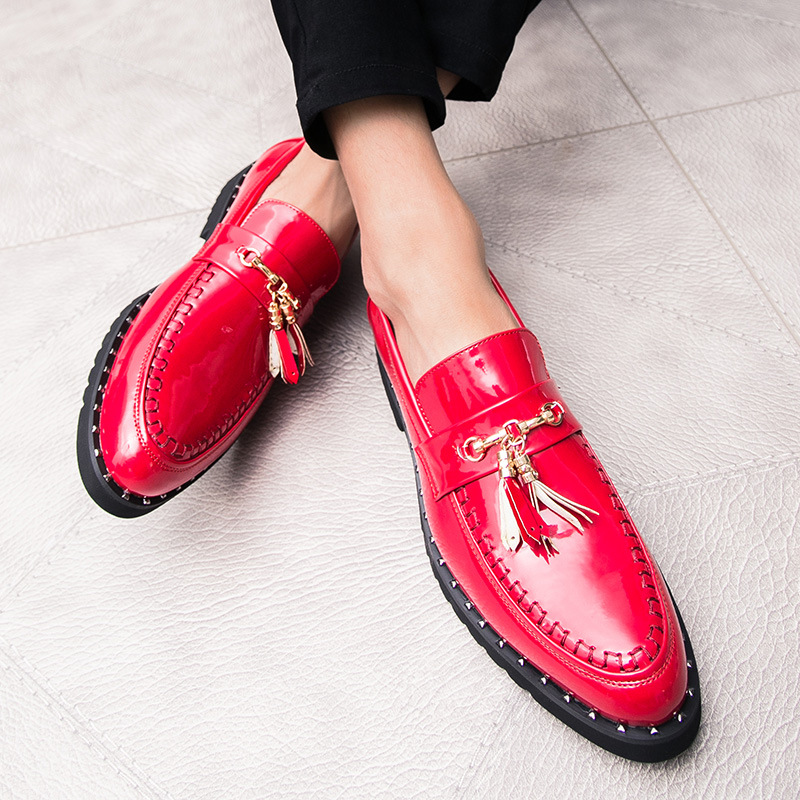 Men's Casual Pointed Creative Solid Color Leather Shoes foto 3