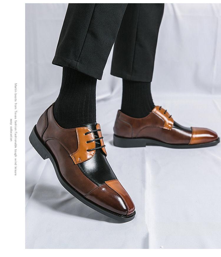 Business Formal Wear Casual Square Toe Large Size Leather Shoes foto 4