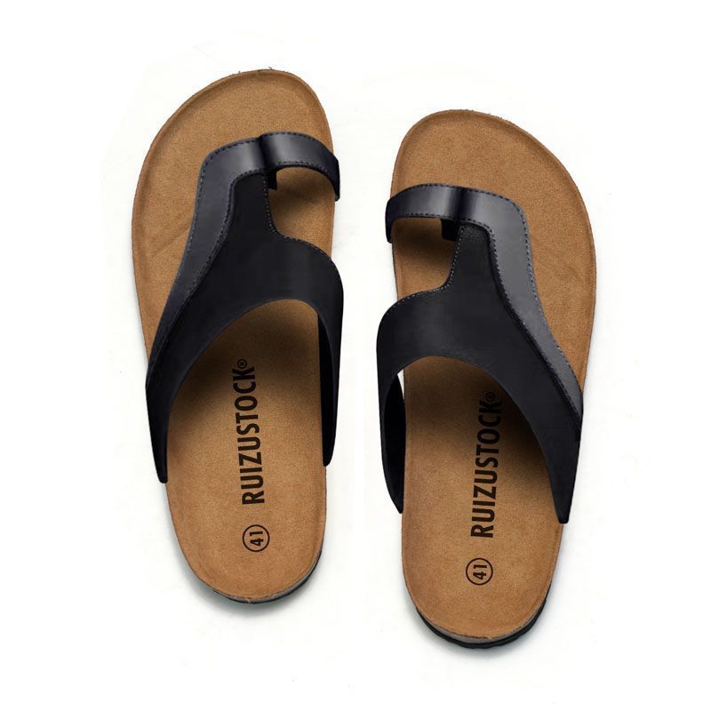 Summer Men's Cork Flip Flops Color Matching Beach Shoes foto 2