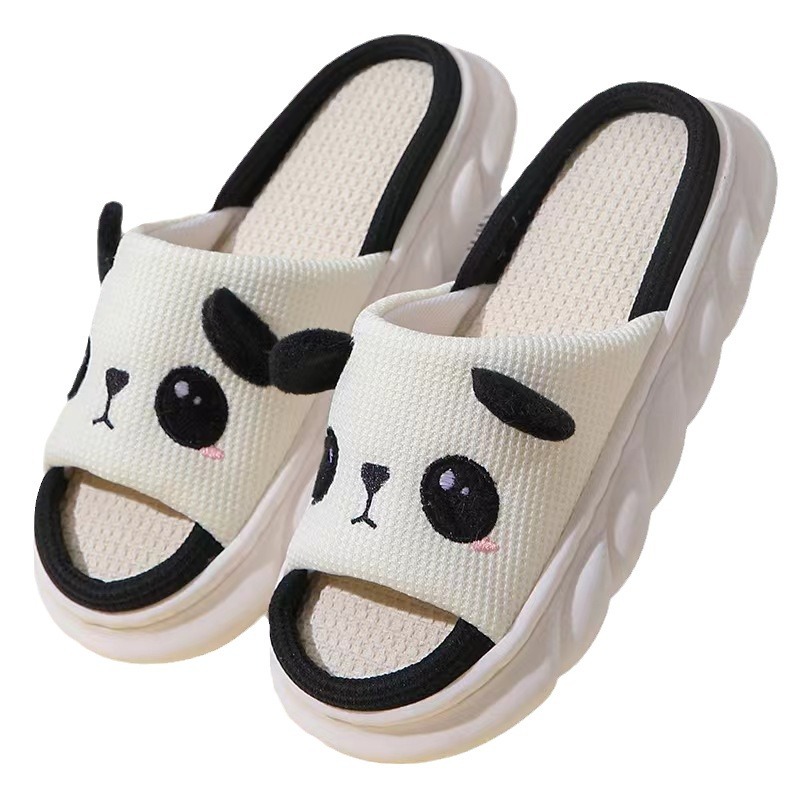 Linen Slippers Cute Panda Cotton And Linen Four Seasons foto 2