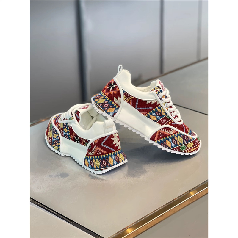 Summer Leisure Soft Bottom Lace Up Cloth Luck Dad Shoes foto 2