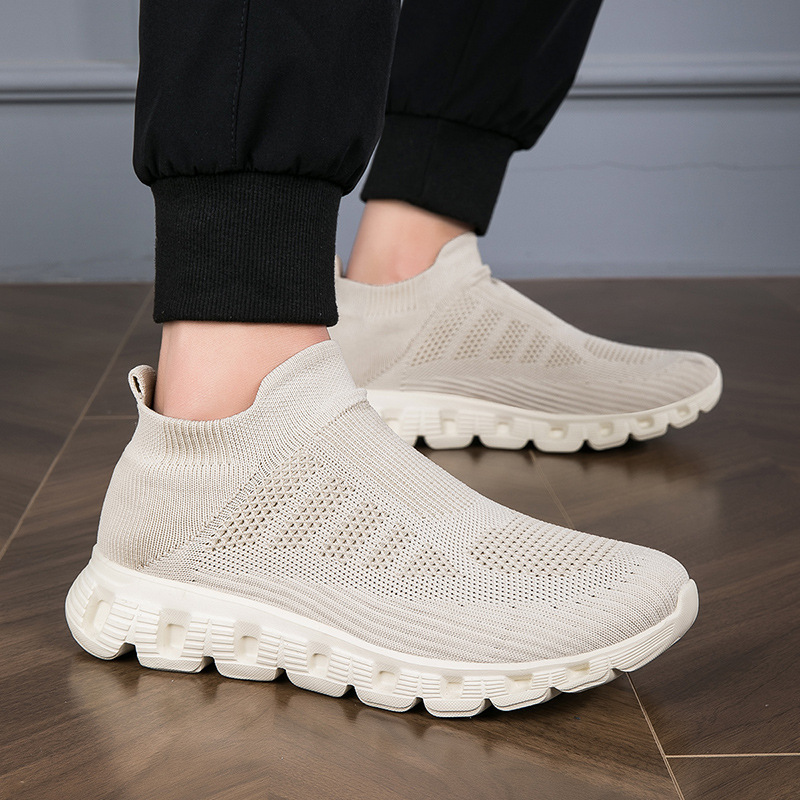 Casual Solid Color Flying Woven Sports Shoes Men Lightweight Breathable Mesh Shoes Summer Sneakers foto 4