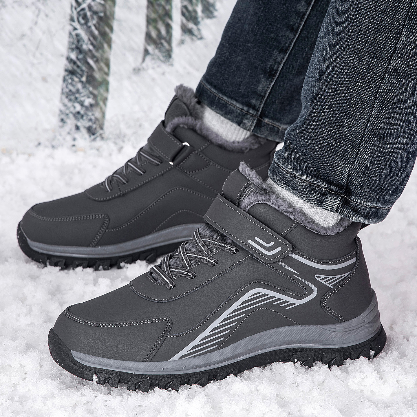 Middle-aged And Elderly Warm Walking Shoes With Thick Fleece Snow Boots