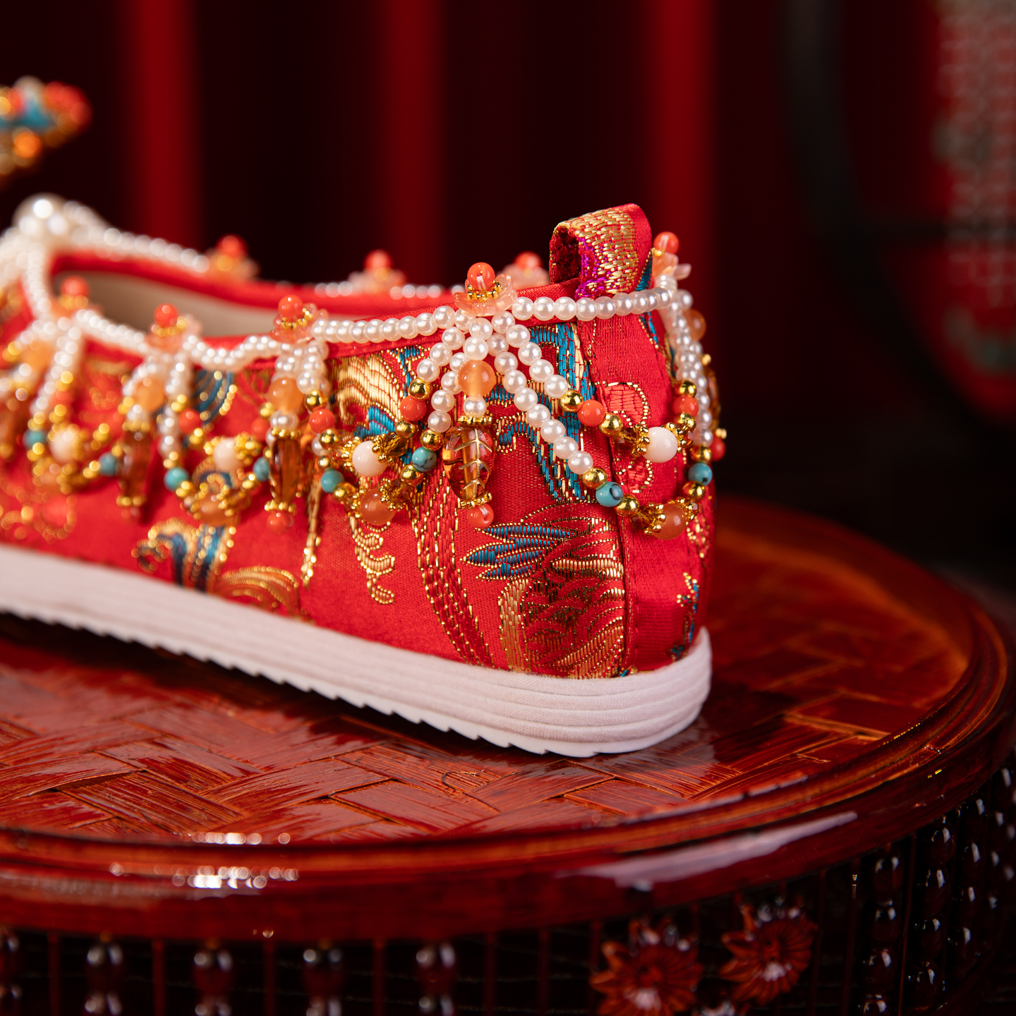 Original Handmade Chinese-style Wedding Shoes - The Xiuhe Shoes With A Heel, Custom-made By Hand, Featuring Ancient Style, Adding New Elements For The Bride's Wedding Chinese-style Dress Shoes For Wom foto 5