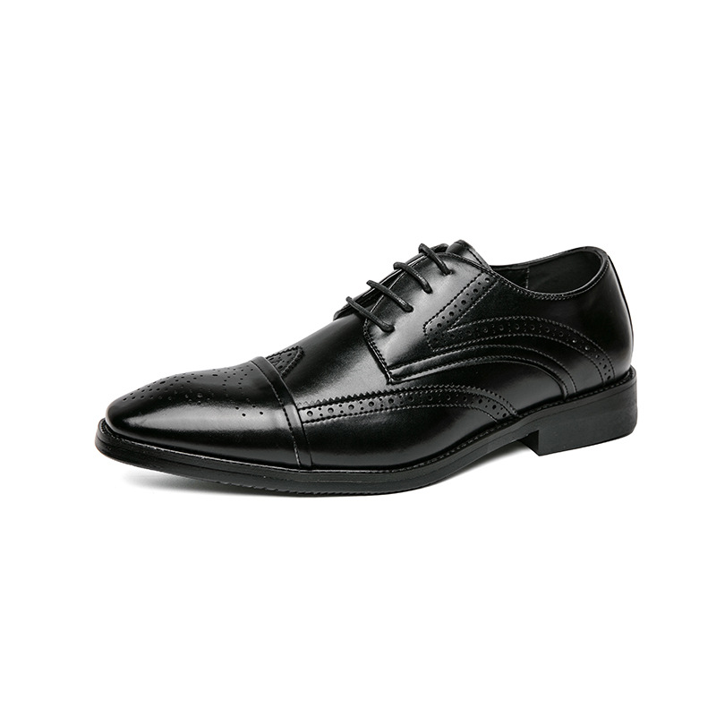 Four Seasons Fashion British Style Low-top Leather Shoes Plus Size Lace Up foto 2