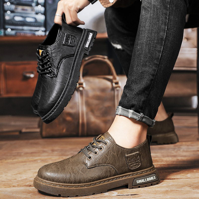 Men's Leather Boots Fashion Outdoor Leisure Low-top Work Boots foto 5