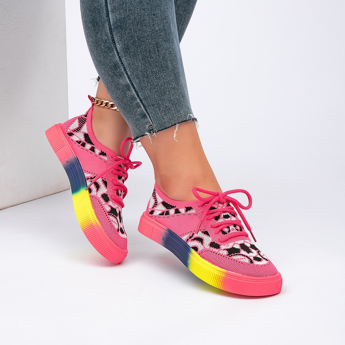 Plus-size Breathable Lace-up Chunky-soled Shoes foto 5