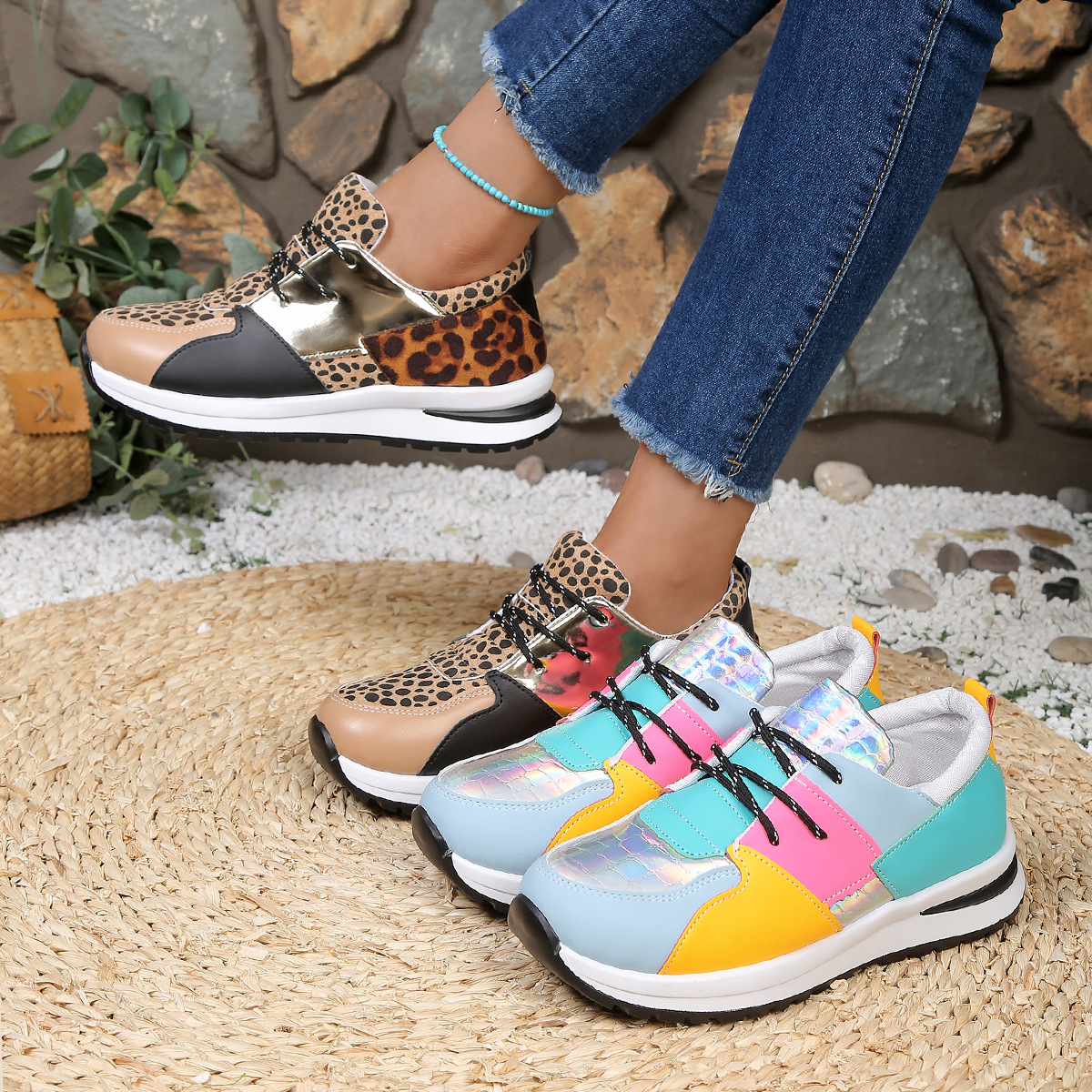 Sporty Colorblock Casual Women's Single-Layer Shoes foto 5