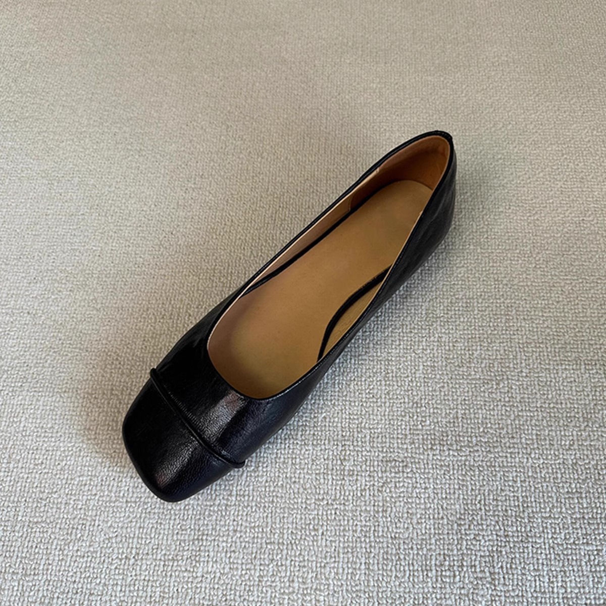 Retro Square-toe Leather Low-cut Office Pumps