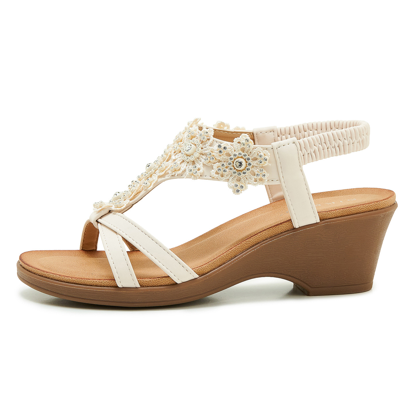 Rhinestone Flower Wedge Sandals foto 3