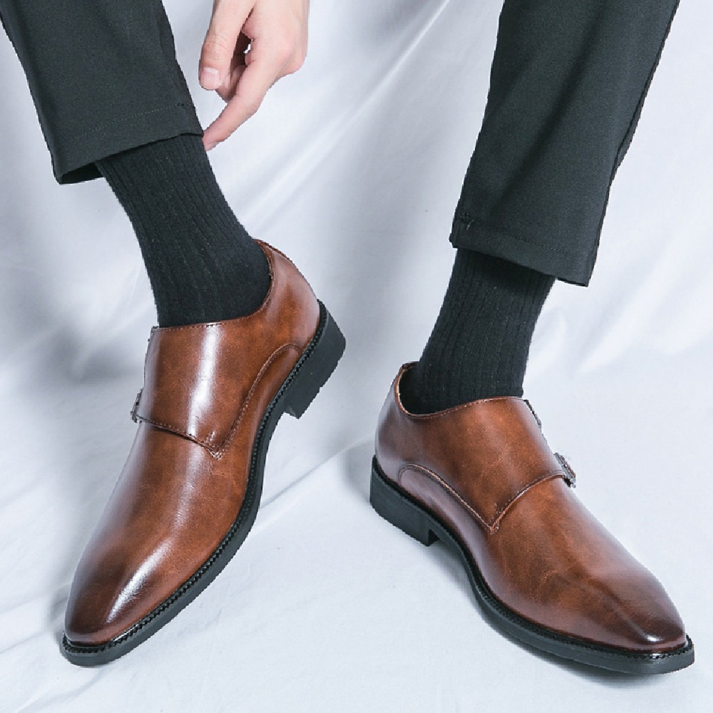 Business Formal Wear Leather Shoes Men's Casual Three Joint Pumps Mengke Buckle Office Wedding Shoes foto 4