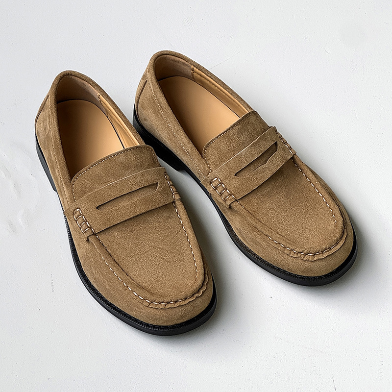 Atmosphere Basic Soft Bottom Slip-on Niche Casual All-match Leather Shoes foto 2