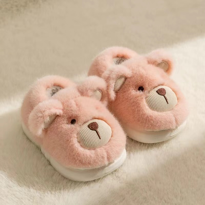 Plush Slippers Home Cotton Slippers Heel-wrapping Shoes Boys And Girls Warm Shoes foto 2